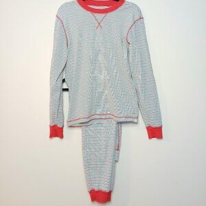 PACT Two Piece Candy Cane Stripe Pajama Set Size Medium